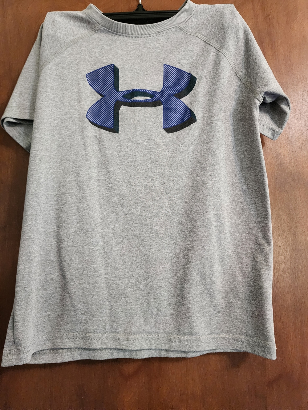Under Armour Kids Gray Short-Sleeve Tee with Blue Logo